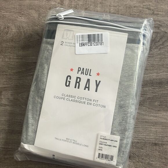 Paul Gray Big and Tall Two-Pack Regular Rise Boxer Briefs-GREY HEATHER-2X - Picture 2 of 3